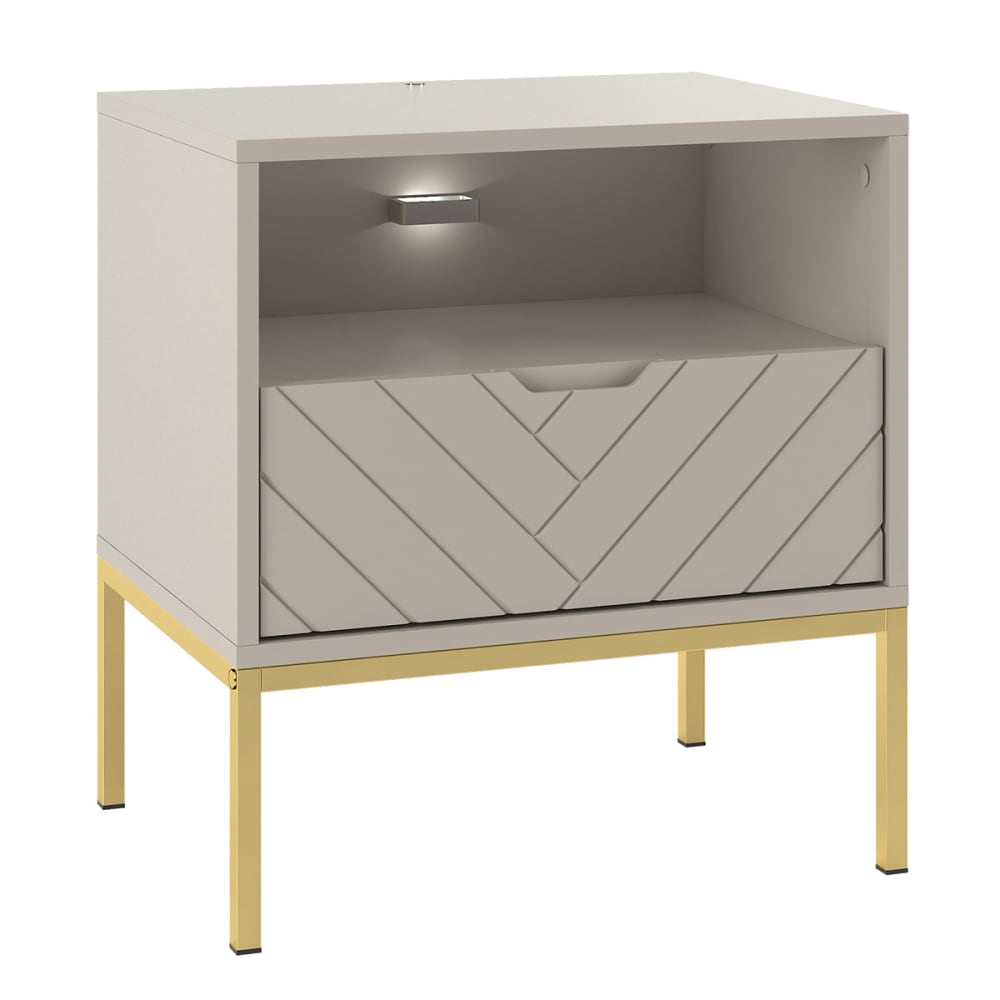 Petits meubles Nachttisch 1 Schublade Melamin Kaschmir style modern Beige Spanplatte
