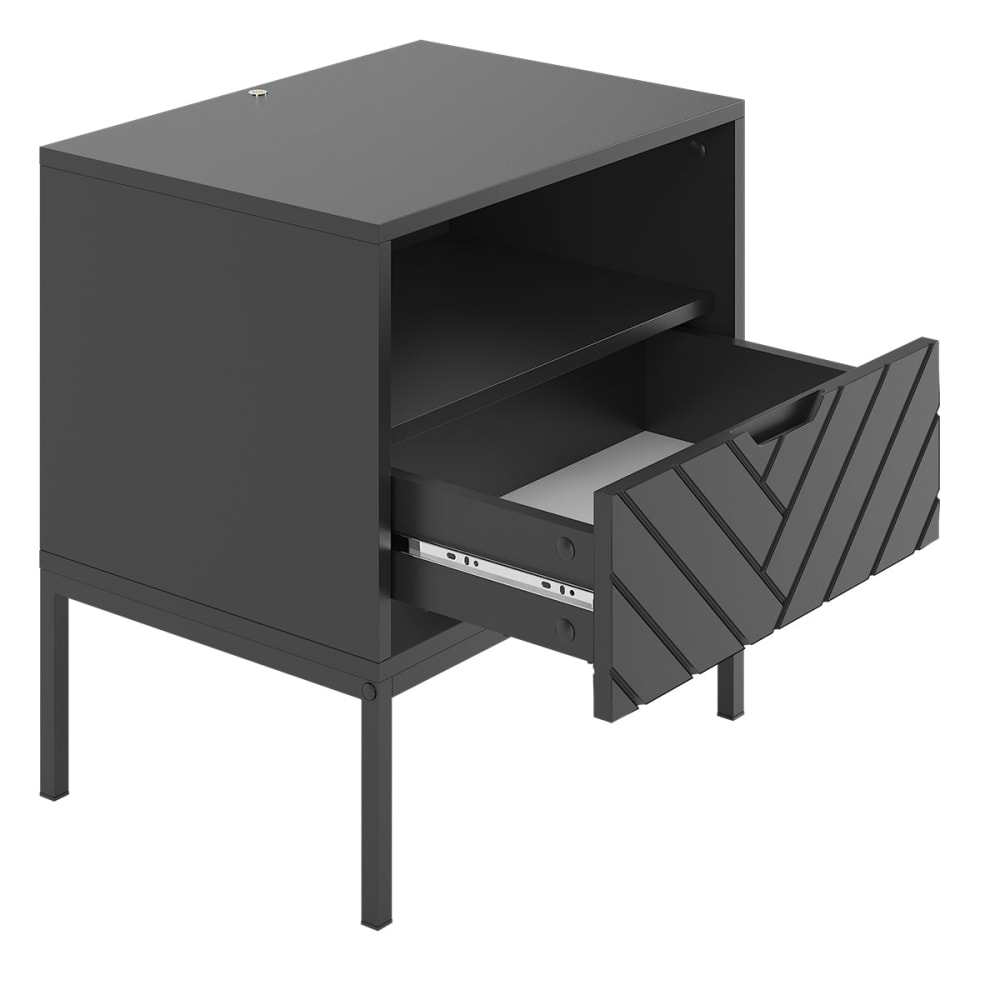 Nachttisch 1 Schublade Melamin Schwarz - Maisons Du Monde