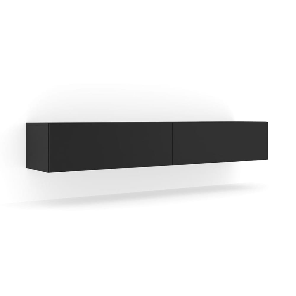 Meuble tv mural 2 portes 180 cm panneaux laminés noir