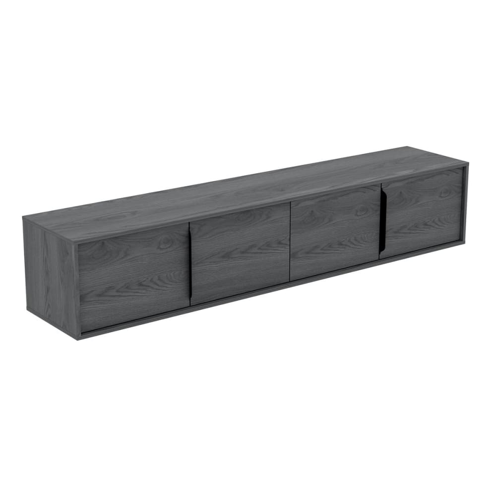Meuble tv mural 4 portes 200 cm panneaux stratifiés gris