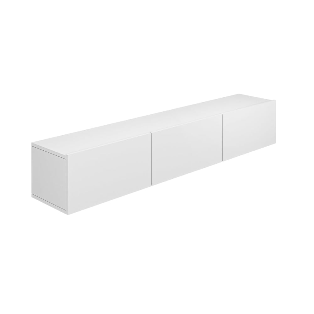 Meuble tv mural 3 portes 160 cm panneaux agglomérés blanc