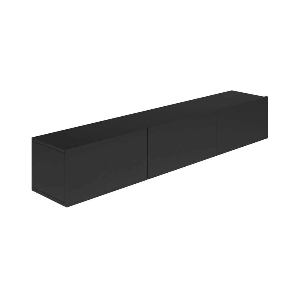 Meuble tv mural 3 portes 160 cm panneaux agglomérés noir