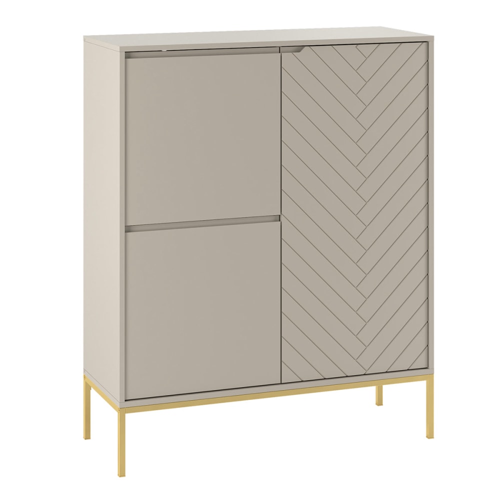 Buffet haut 3 portes panneaux mélaminé et mdf beige Buffet haut 3 portes panneaux mélaminé et mdf beige