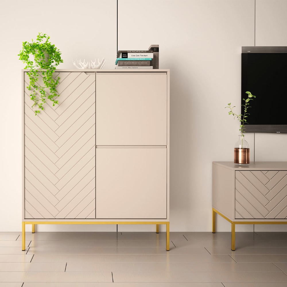 Highboard mit 3 Türen Melamin Kaschmir - Maisons Du Monde