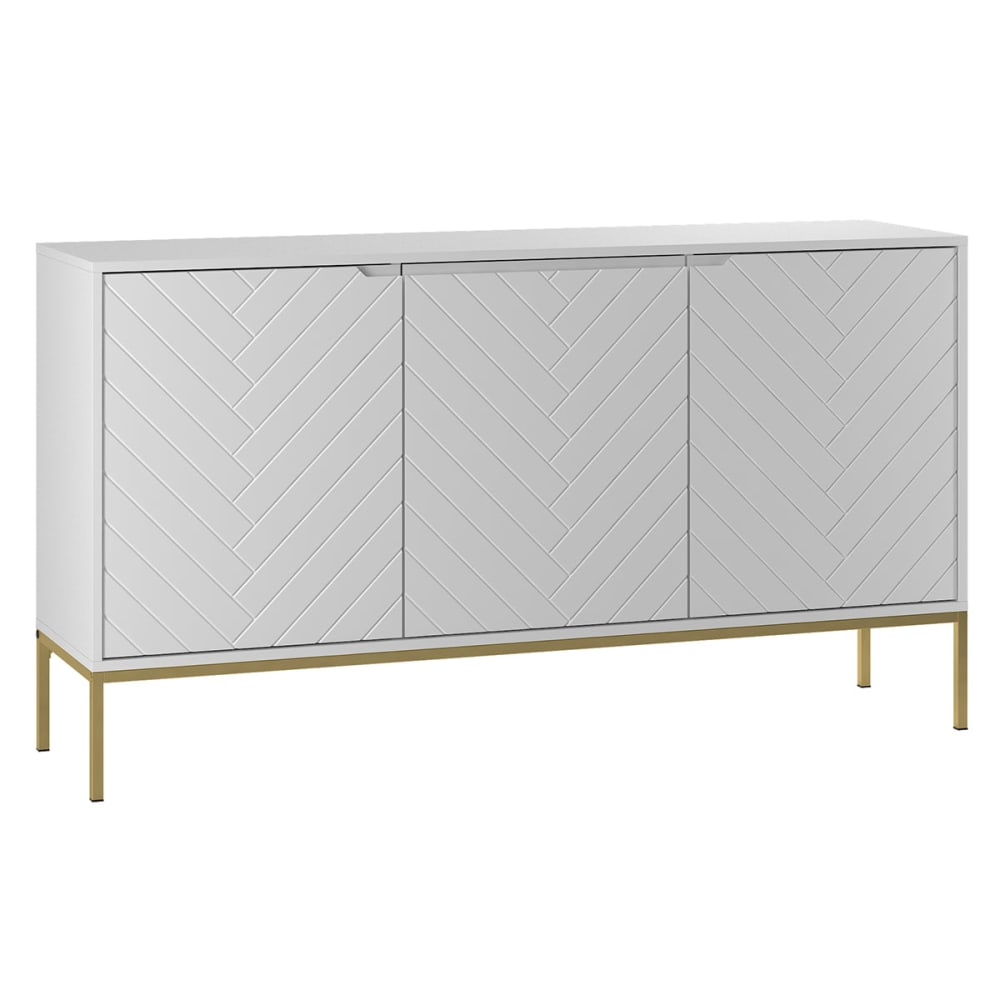 Petits meubles Sideboard 3-türig Melamin Weiß Weiß Spanplatte