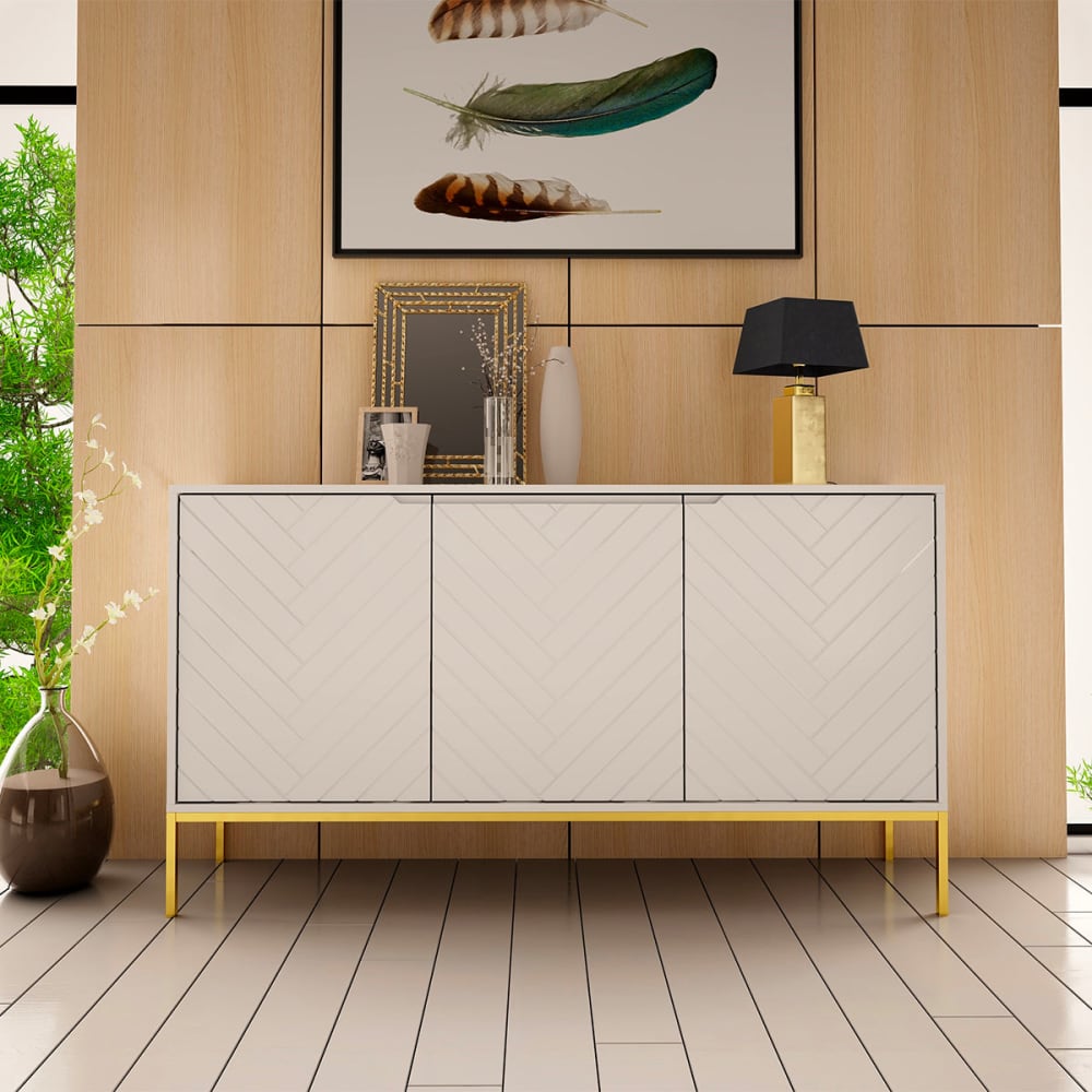 Sideboard 3-türig Melamin Weiß - Maisons Du Monde