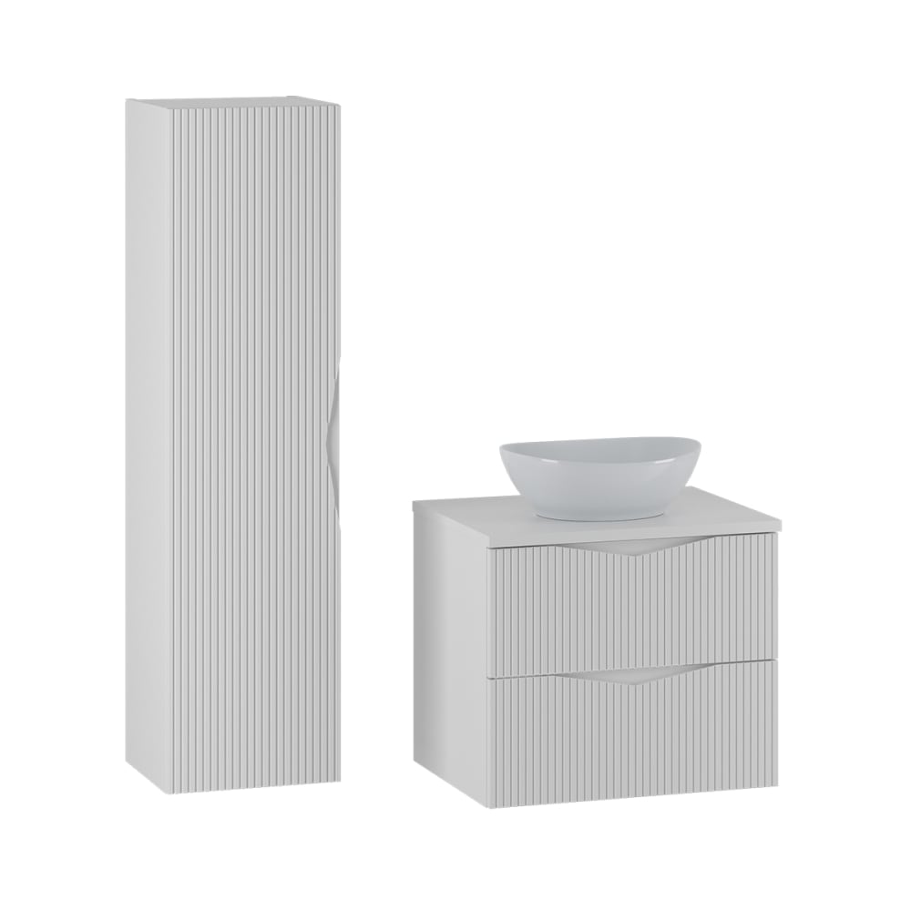 Ensemble meuble vasque colonne stratifiés blanc