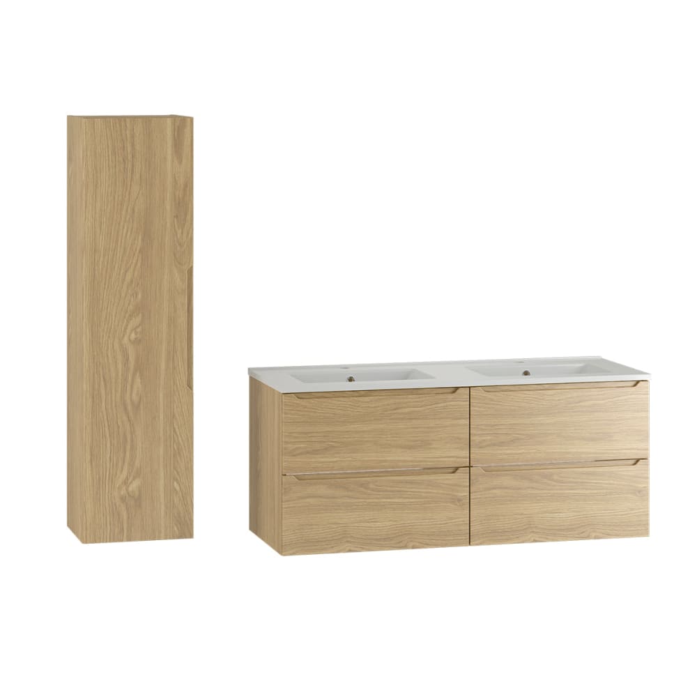 Set Doppelwaschtisch 120cm (Einbau) Melamin Holz - Maisons Du