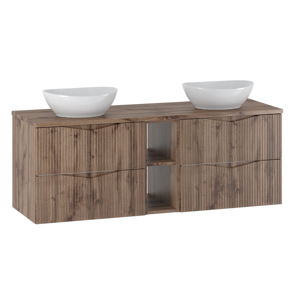 Meuble double vasque stratifiés beige