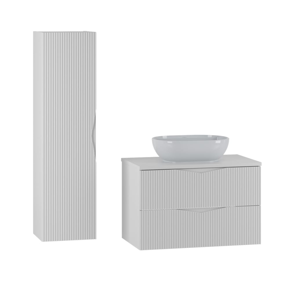 Ensemble meuble vasque colonne stratifiés blanc