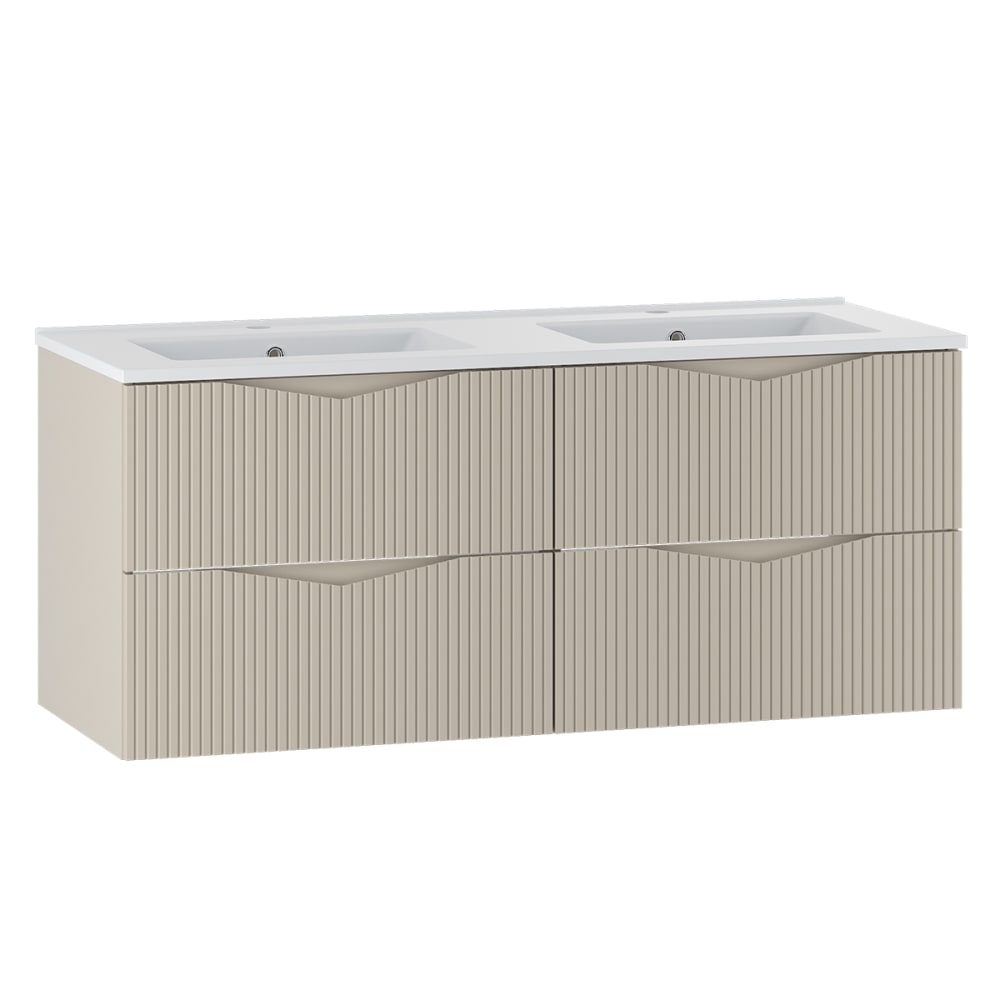 Meuble double vasque encastrée stratifiés beige