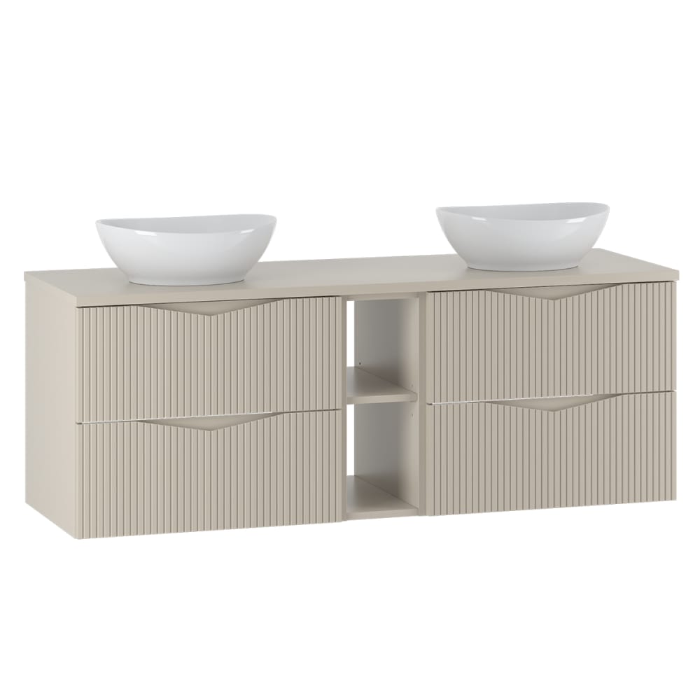 Meuble double vasque stratifiés beige