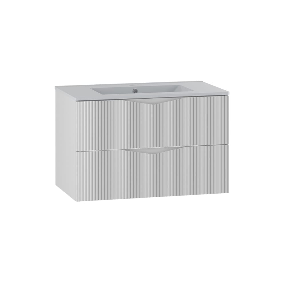 Meuble vasque encastrée stratifiés blanc