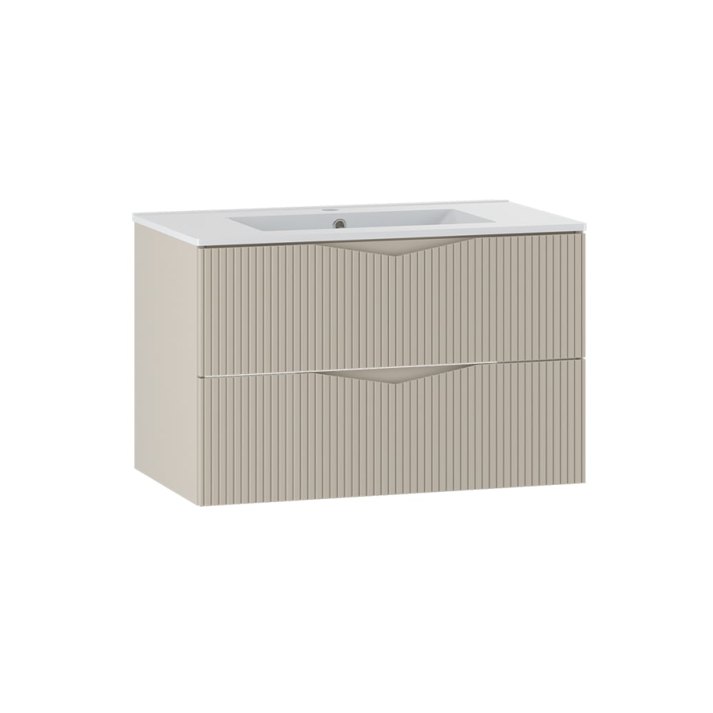 Meuble vasque encastrée stratifiés beige