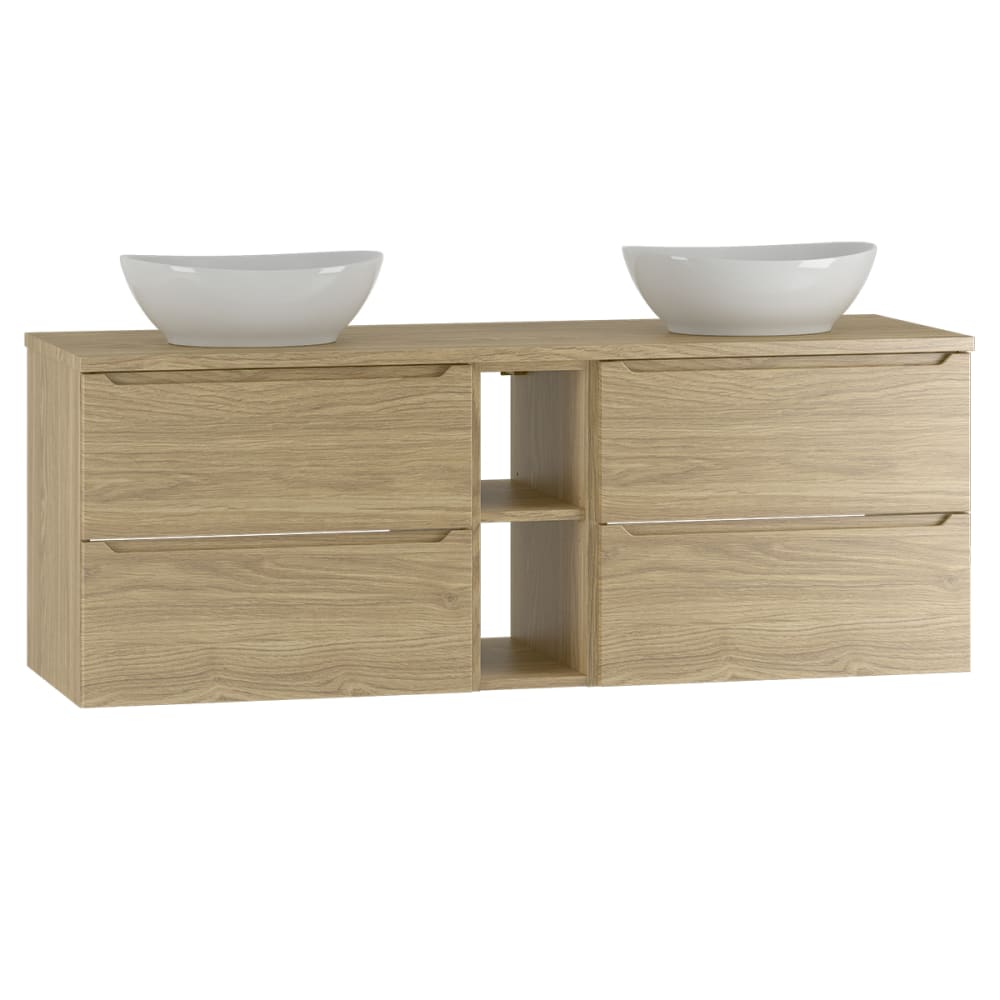 Meuble double vasque stratifiés beige