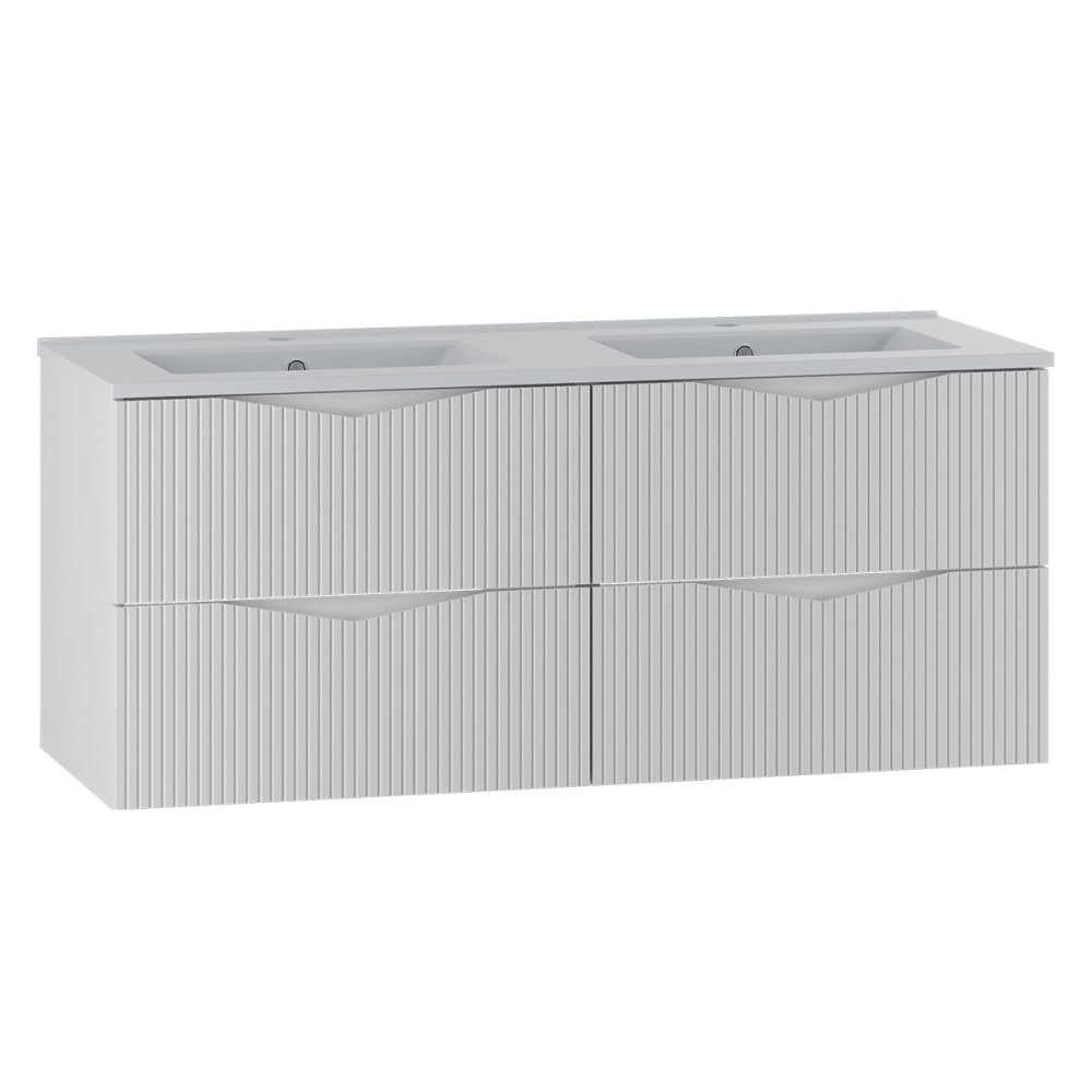 Meuble double vasque encastrée stratifiés blanc