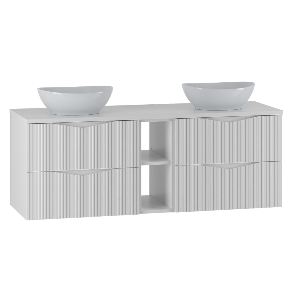 Meuble double vasque stratifiés blanc