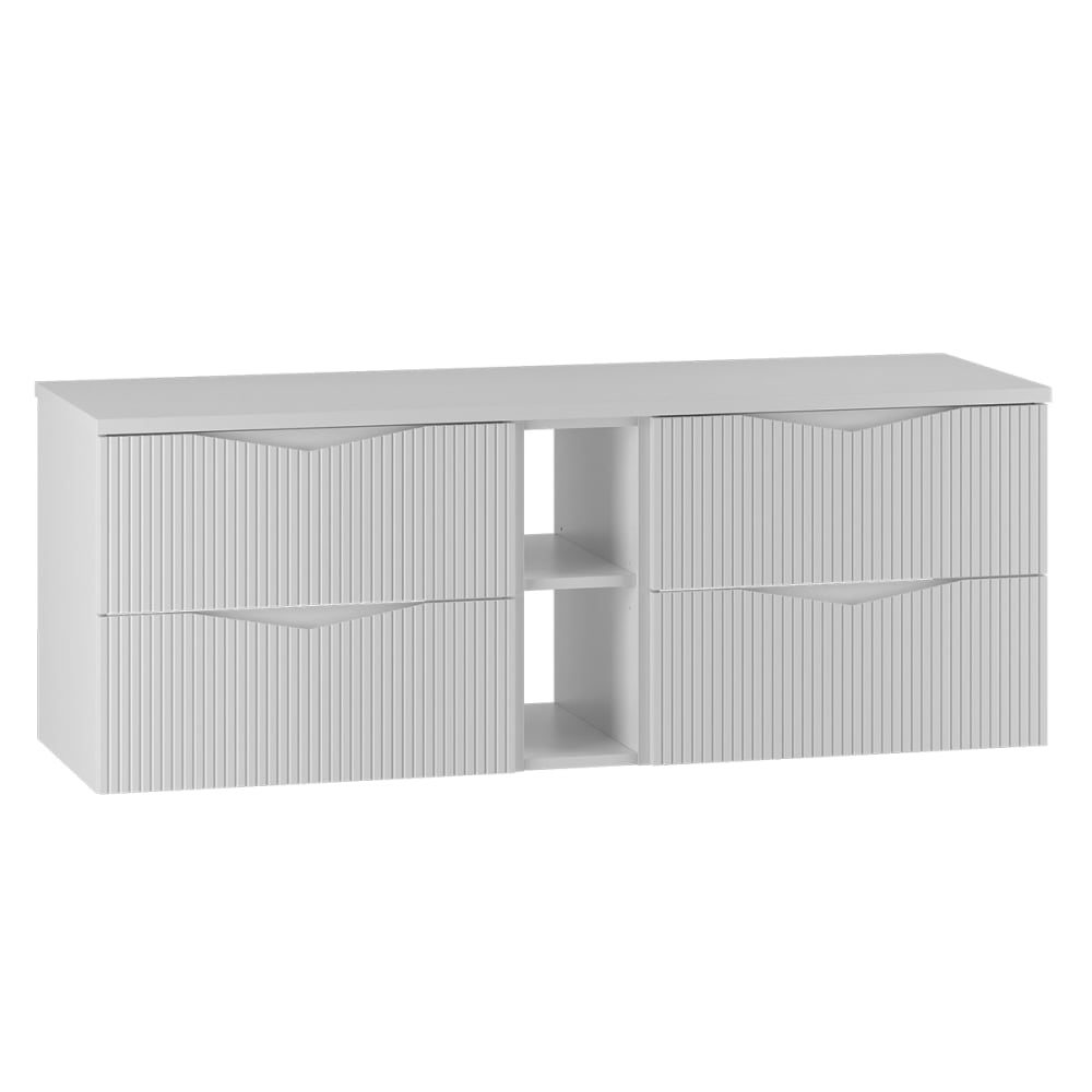 Petits meubles Waschbeckenunterschrank 140cm Melamin Weiß Weiß Spanplatte