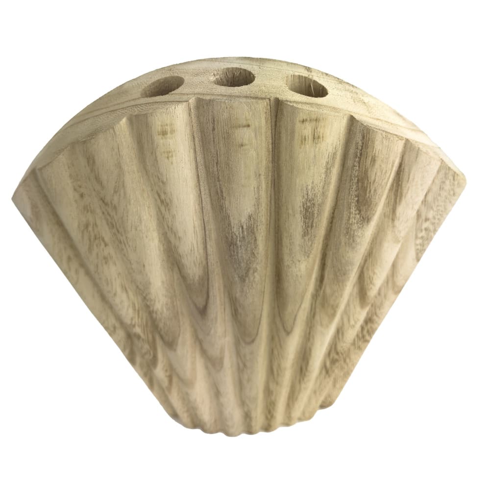 Vase en bois en forme de coquillage beige 25x5x25 cm
