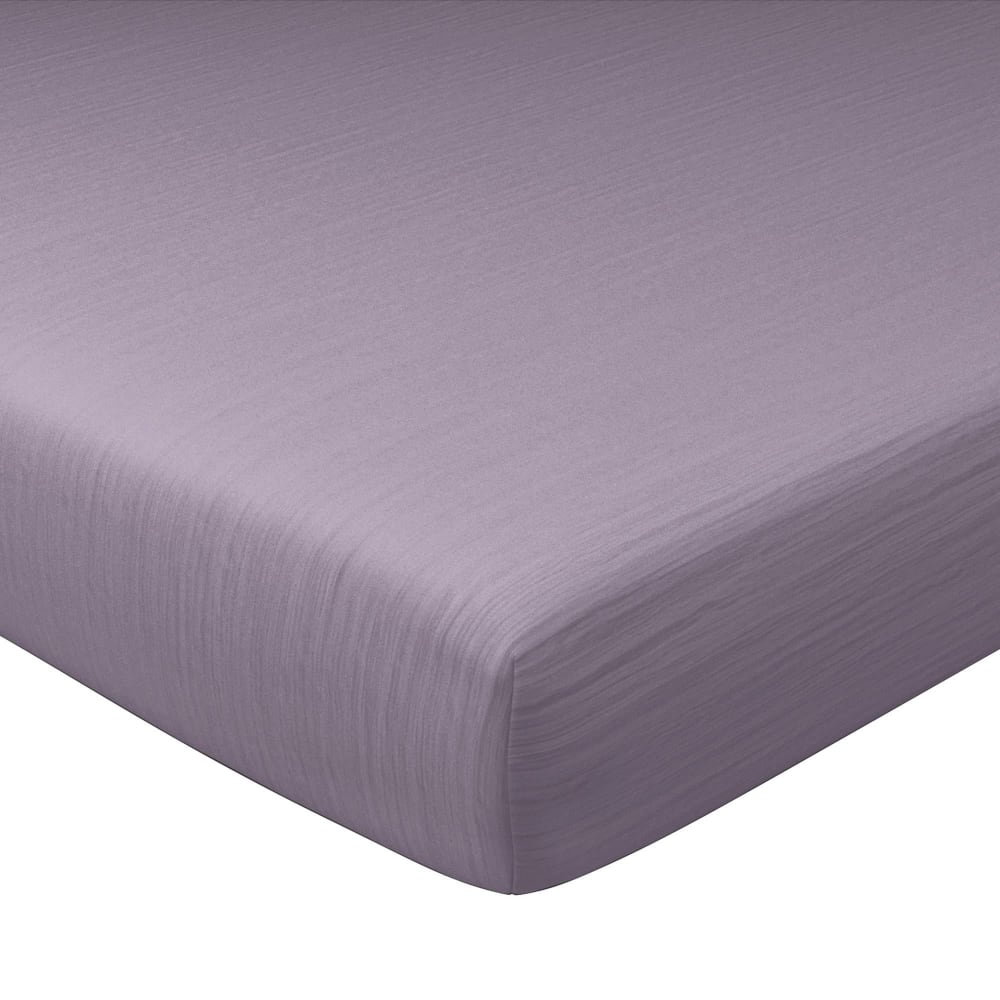 Drap-housse grand bonnet en coton violet parme 160x200x32cm