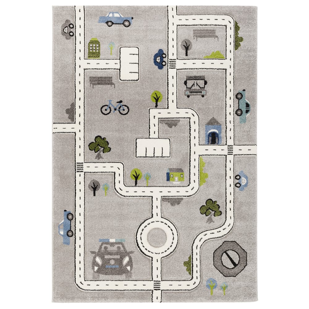 Tapis pour enfants avec routes gris 80x160 cm