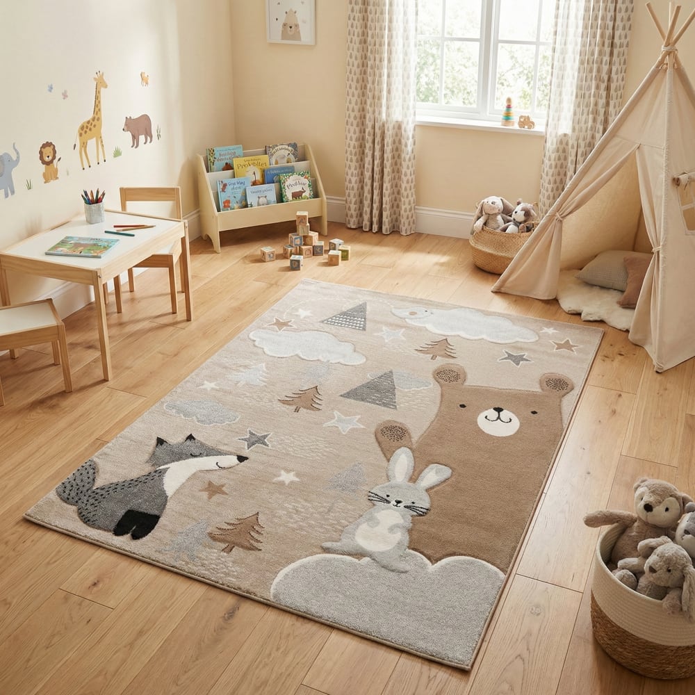 Kinderteppich Fuchs Bär, grau 140x200 cm - Maisons Du Monde