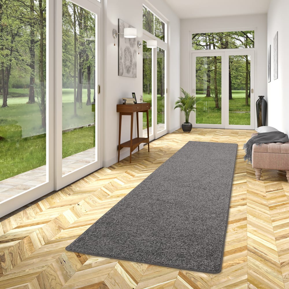 Tapis couloir uni gris 100x100 cm — vue 3