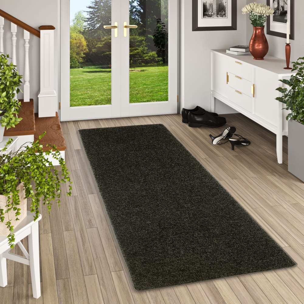 Tapis couloir uni noir 80x240 cm — vue 3