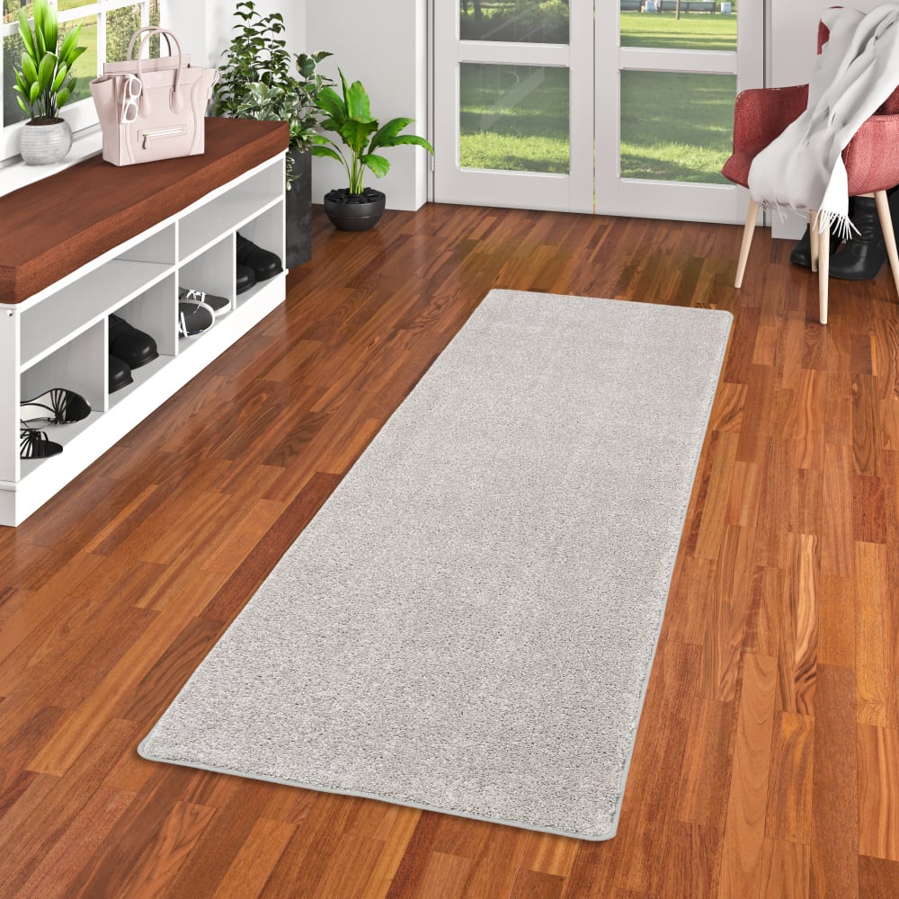 Tapis couloir uni gris argent 100x200 cm — vue 3