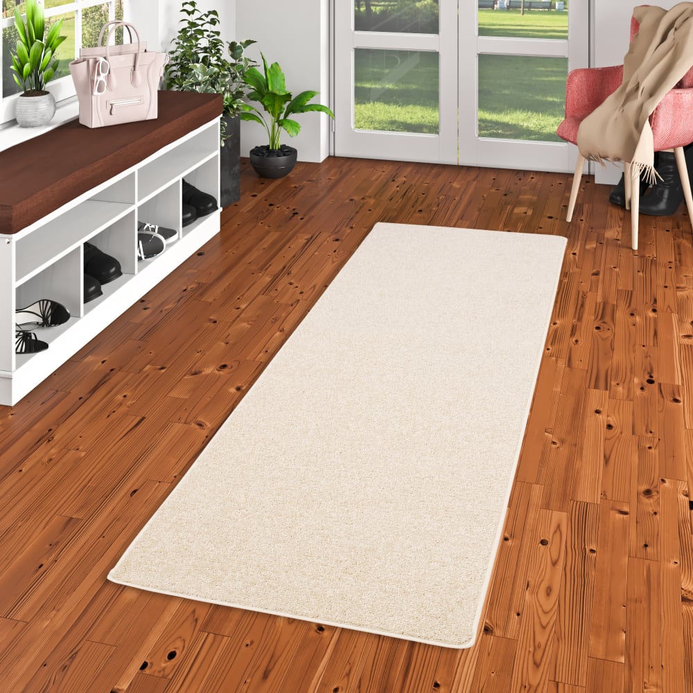 Tapis couloir uni crème 80x240 cm — vue 3
