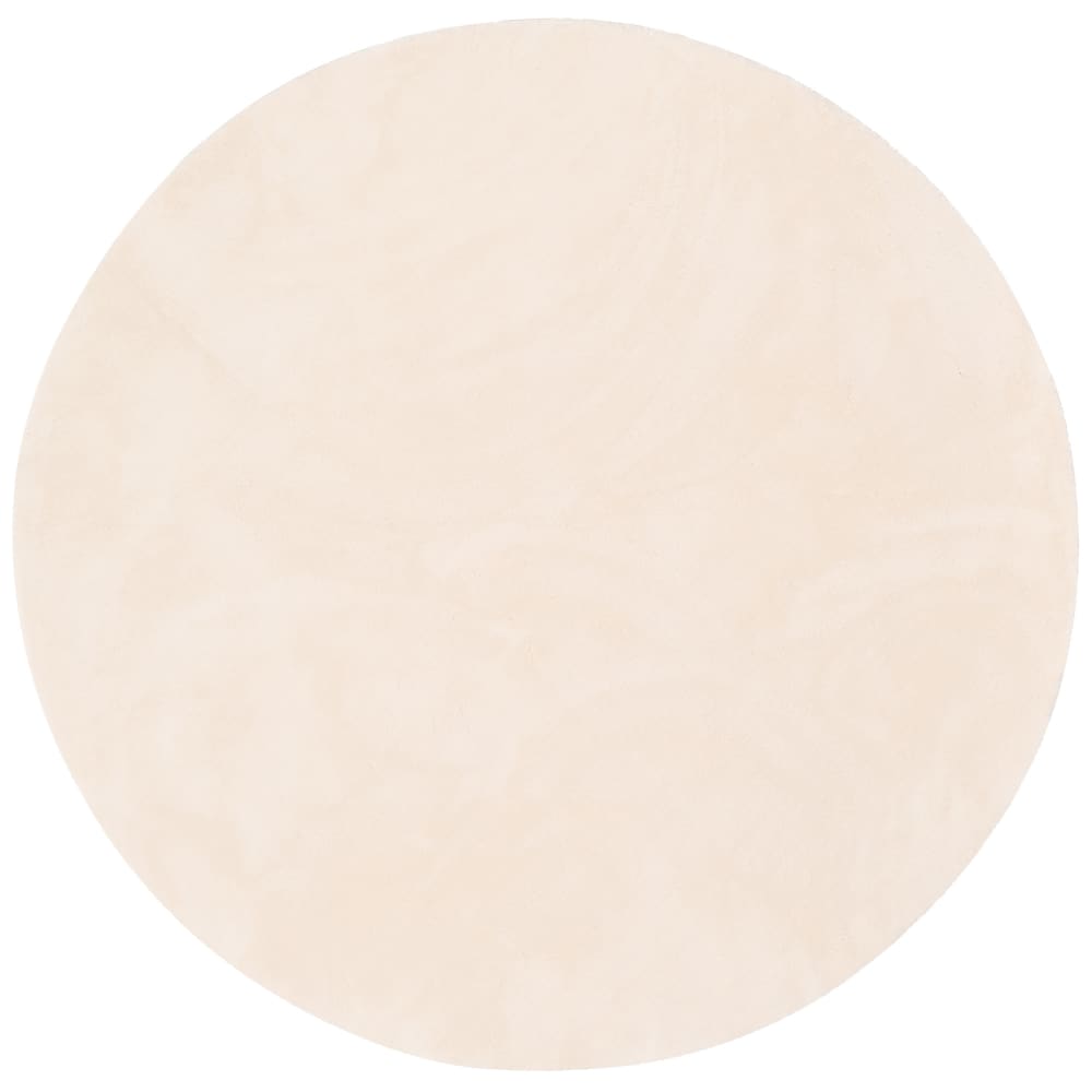 Tapis en fausse fourrure rond uni crème 120x120 cm