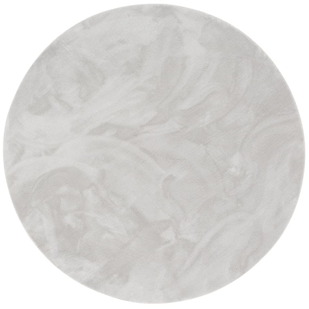Tapis en fausse fourrure rond uni gris 120x120 cm