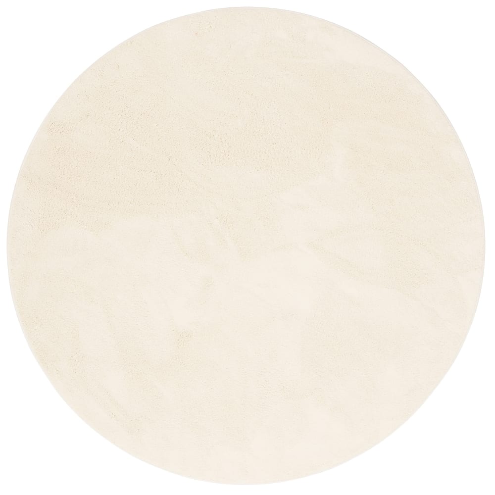 Tapis à poils longs moelleux rond crème 120x120 cm