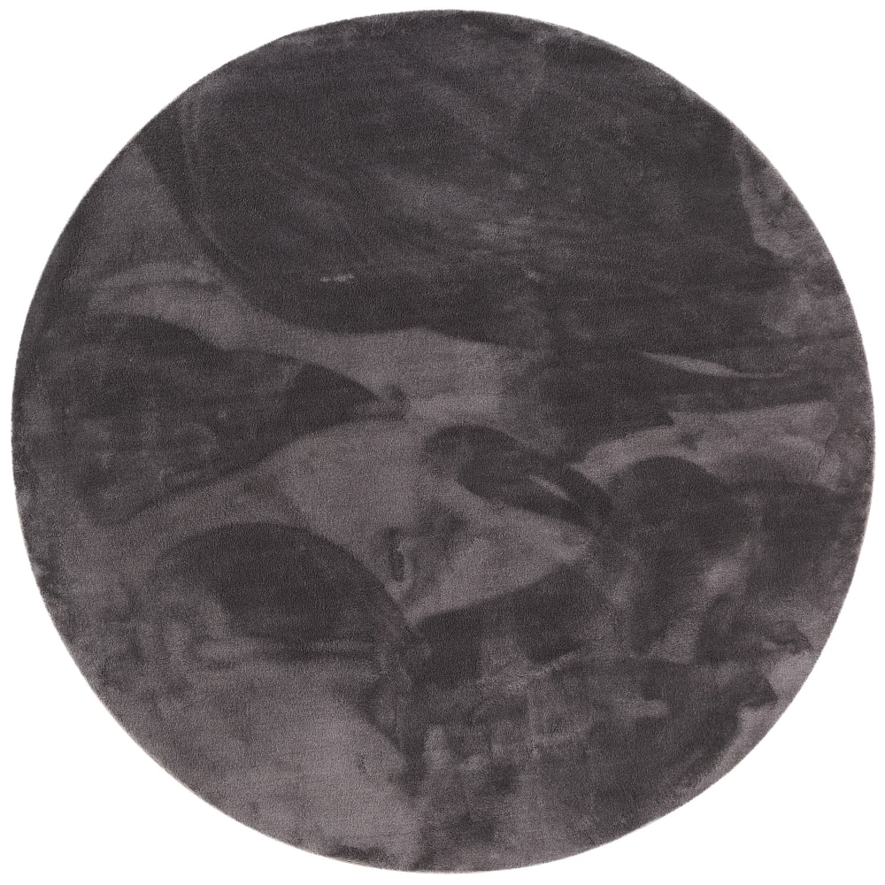 Tapis en fausse fourrure rond uni anthracite 120x120 cm