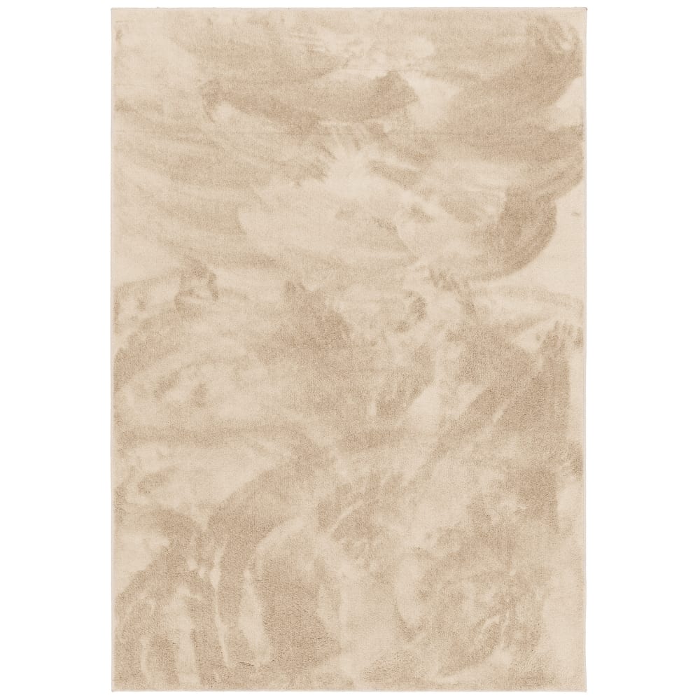 Tapis à poils longs moelleux uni beige 140x200 cm