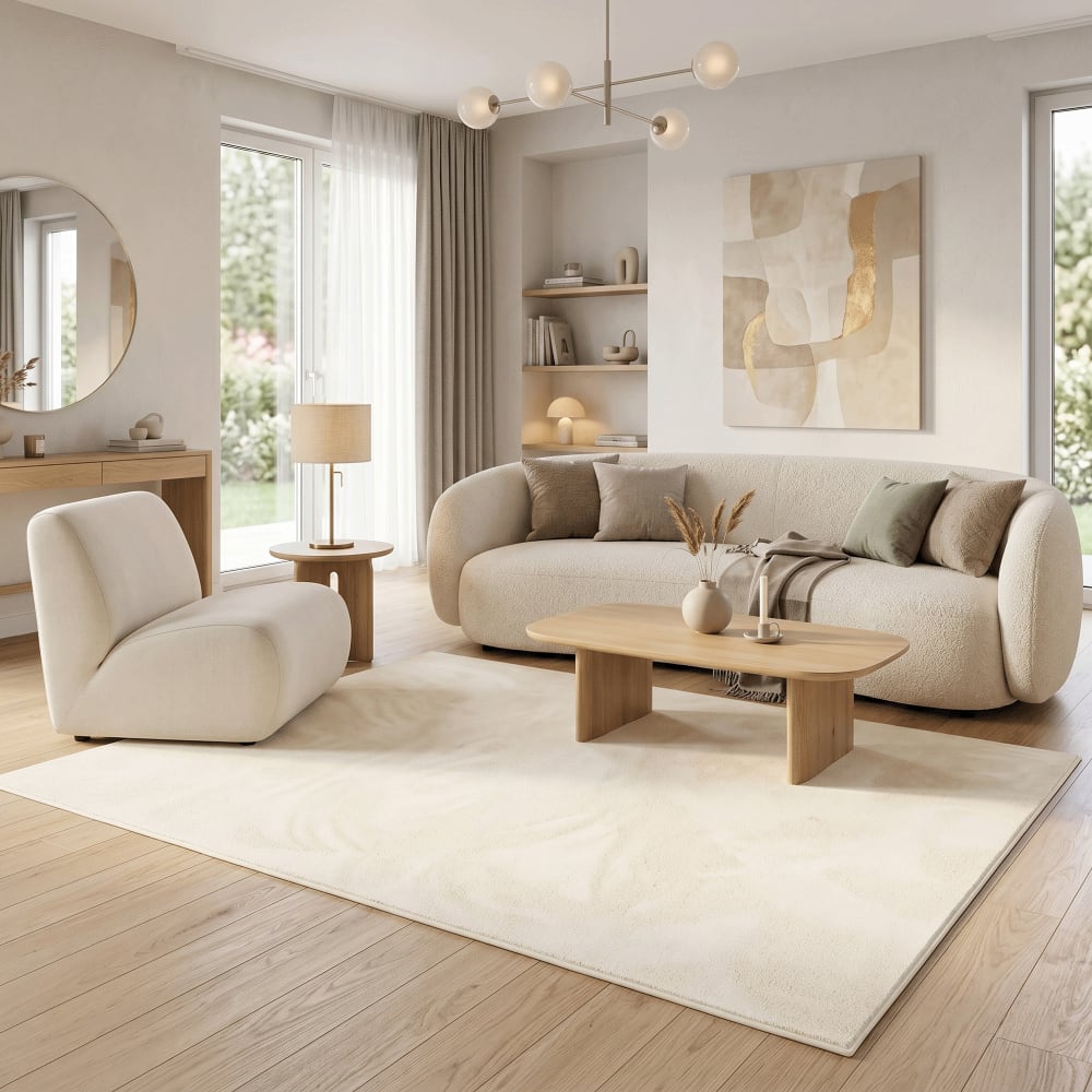 Tapis à poils longs moelleux uni crème 140x200 cm — vue 3