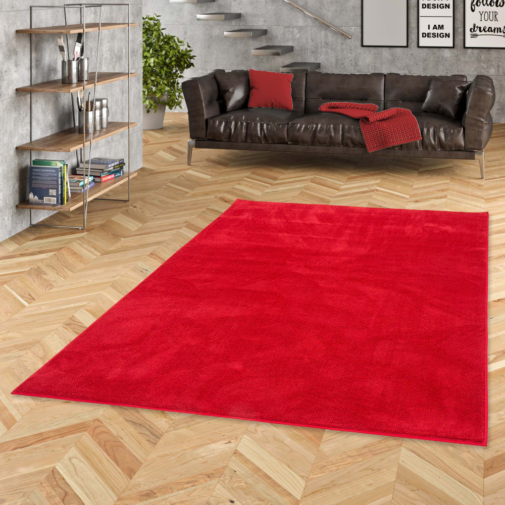 Tapis à poils longs moelleux uni vin rouge 80x150 cm — vue 3