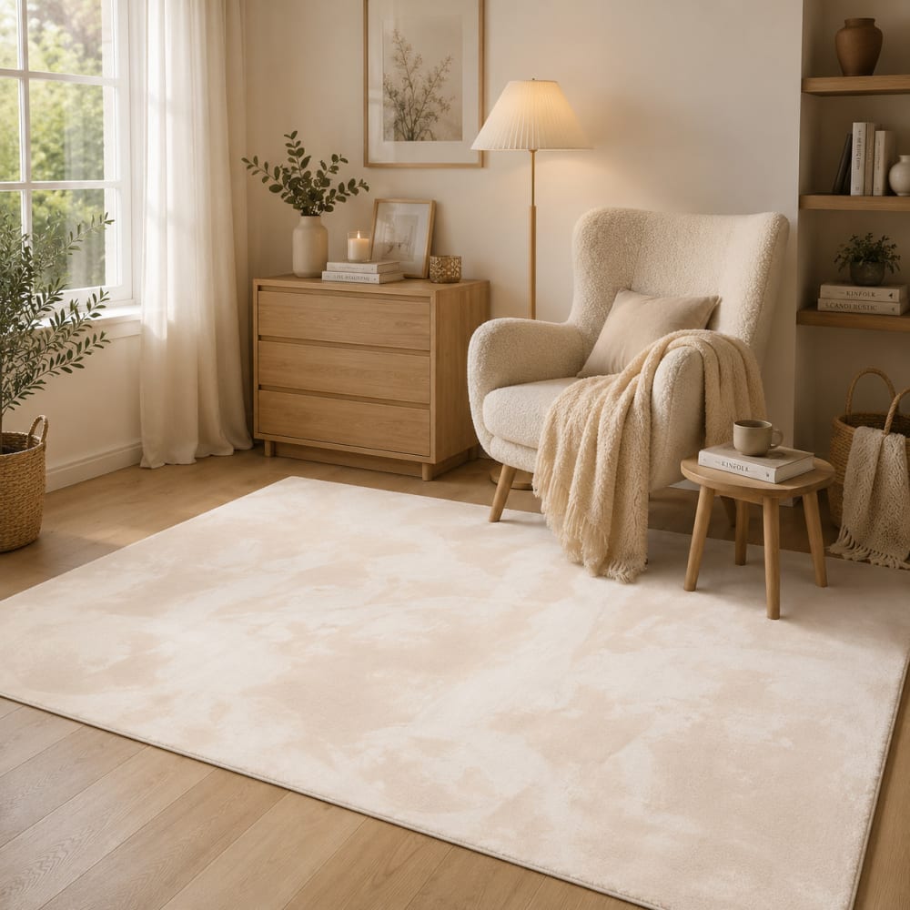 Tapis en fausse fourrure uni crème 140x200 cm — vue 3