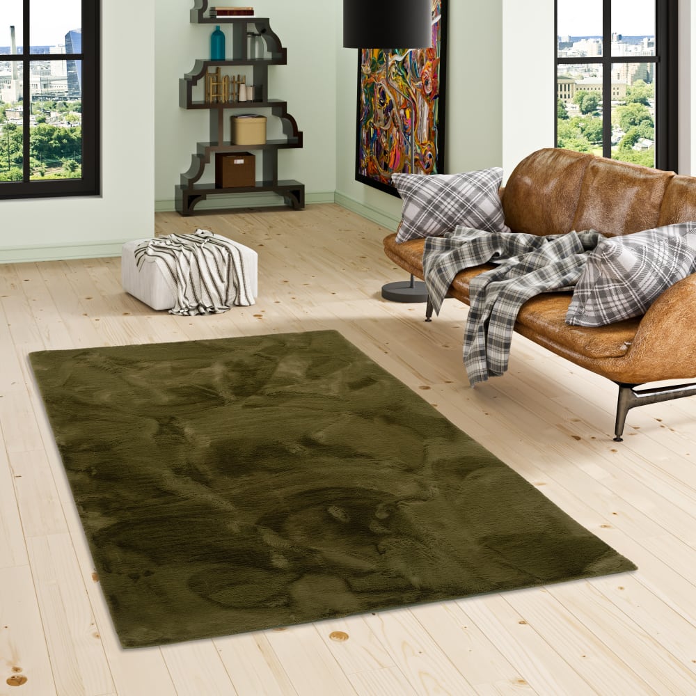 Tapis en fausse fourrure vert foncé 120x170 cm — vue 3