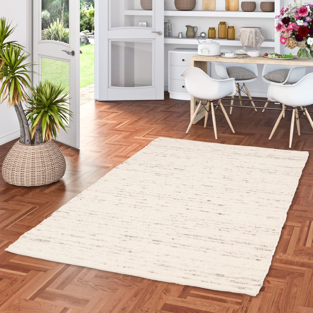 Tapis en laine naturel chiné gris 140x200 cm — vue 3
