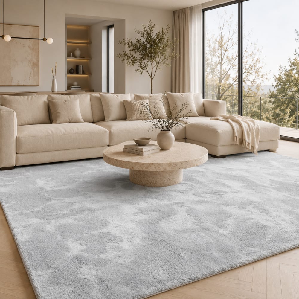 Tapis en fausse fourrure uni gris 80x150 cm — vue 3