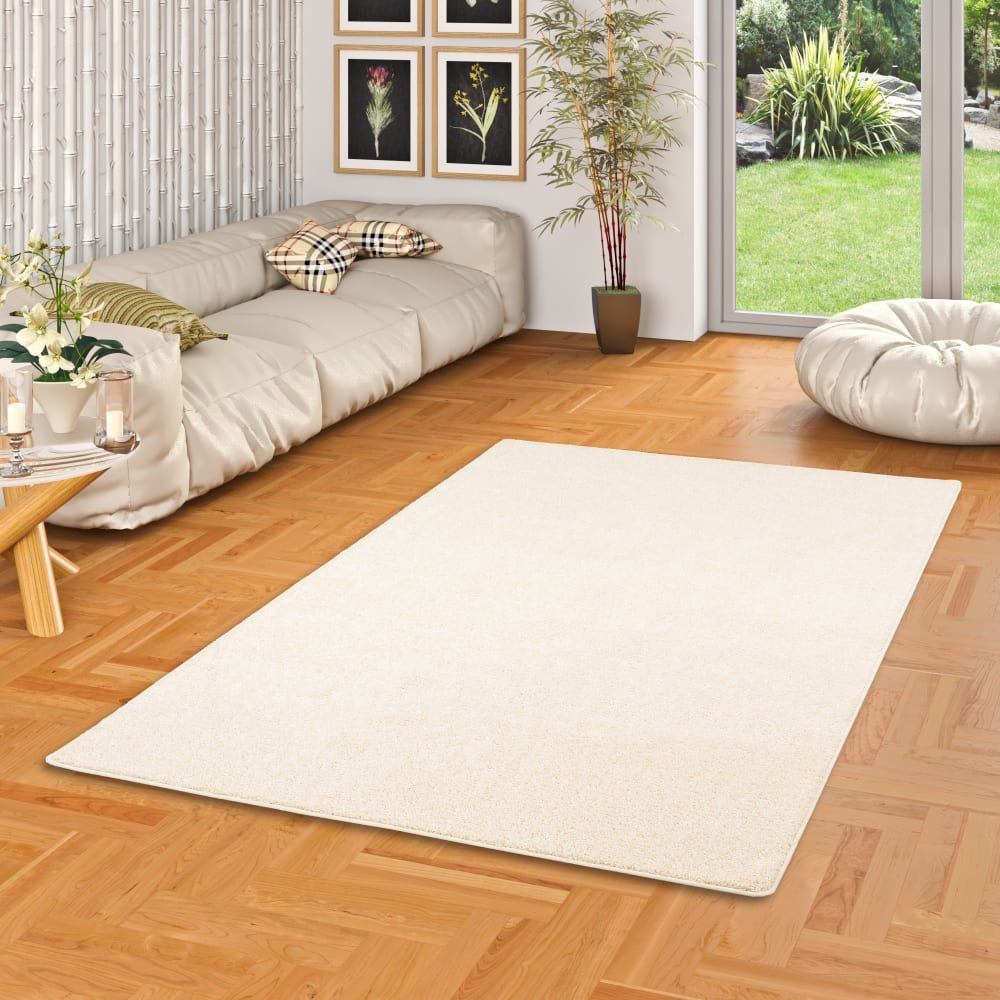 Tapis en velours à poils longs crème 160x200 cm — vue 3