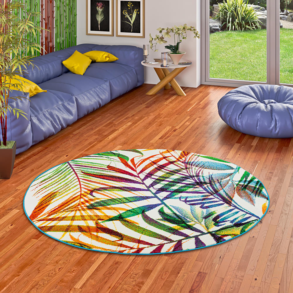 Tapis design rond à branches multicolore 120x120 cm — vue 3
