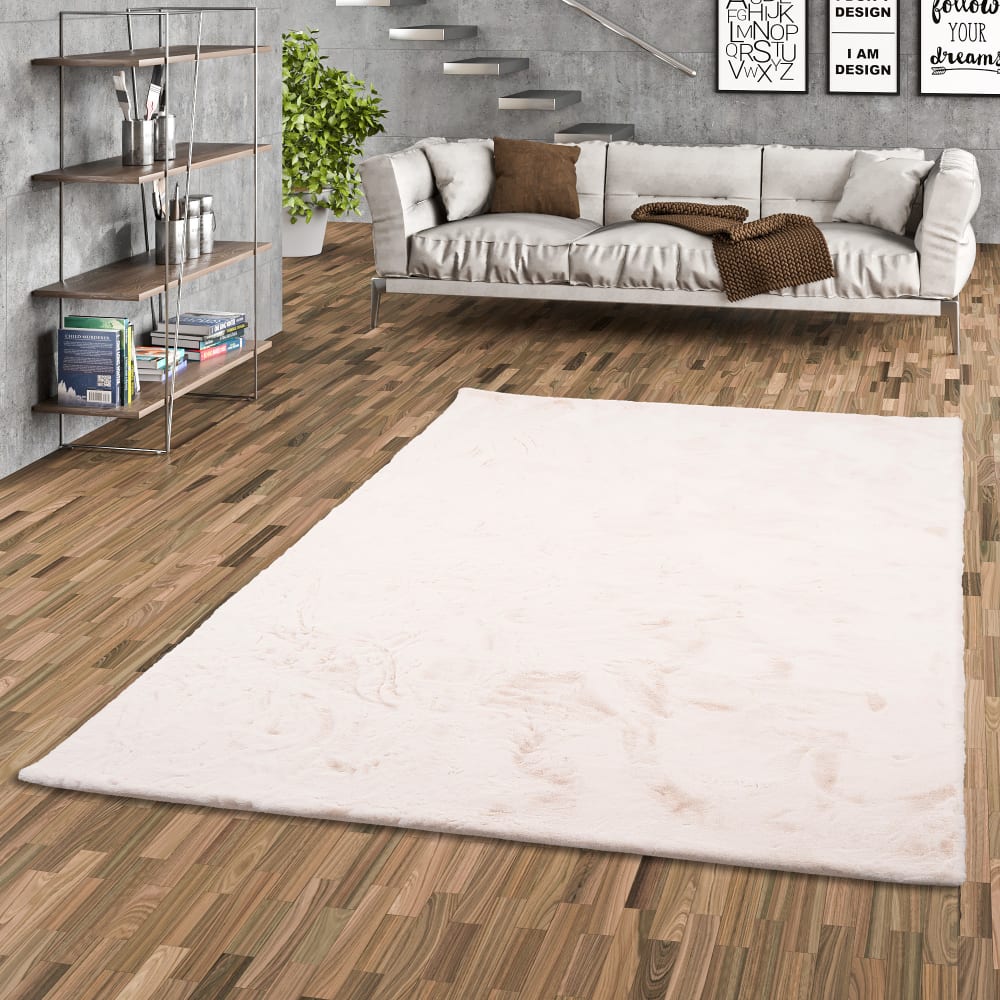 Tapis en fausse fourrure crème 70x140 cm — vue 3