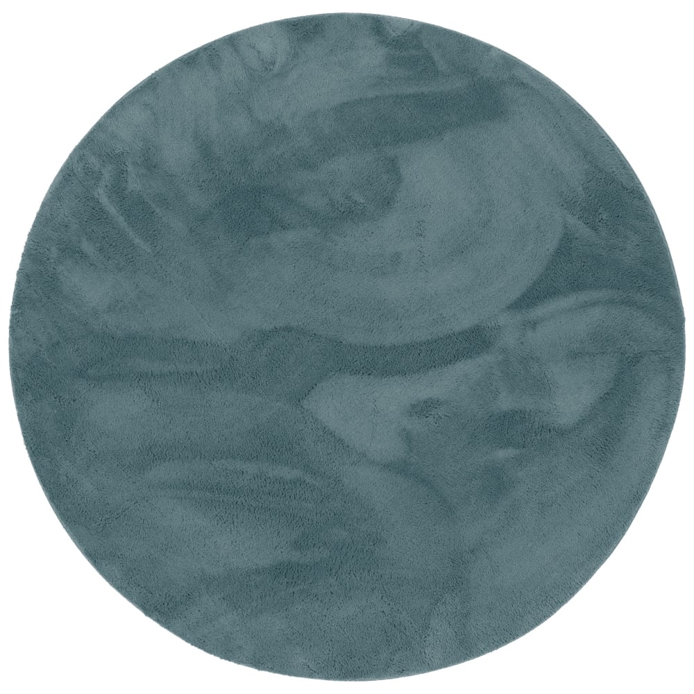 Tapis en fausse fourrure rond uni gris bleu 120x120 cm
