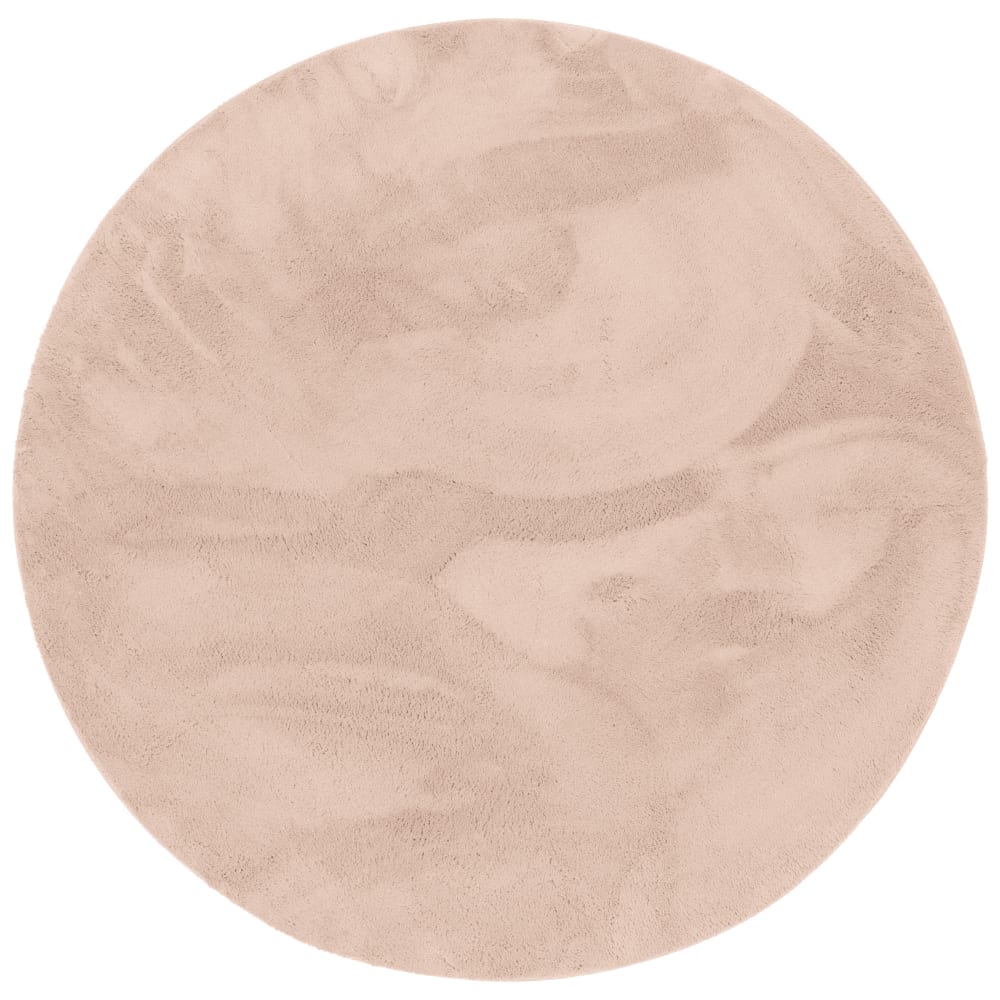 Tapis en fausse fourrure rond uni vieux rose 120x120 cm