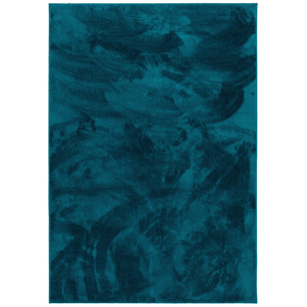 Tapis à poils longs moelleux uni pétrole 80x150 cm