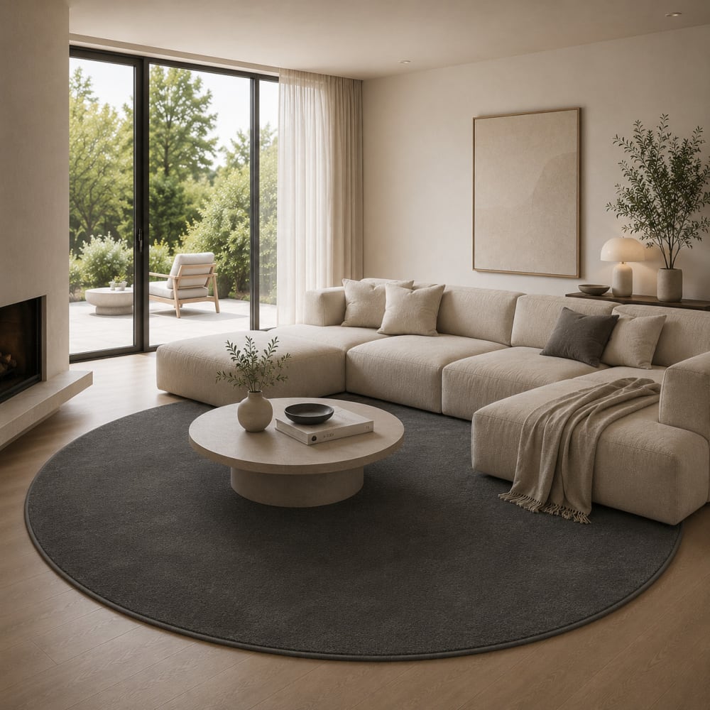 Tapis à poils longs moelleux rond anthracite 120x120 cm — vue 3