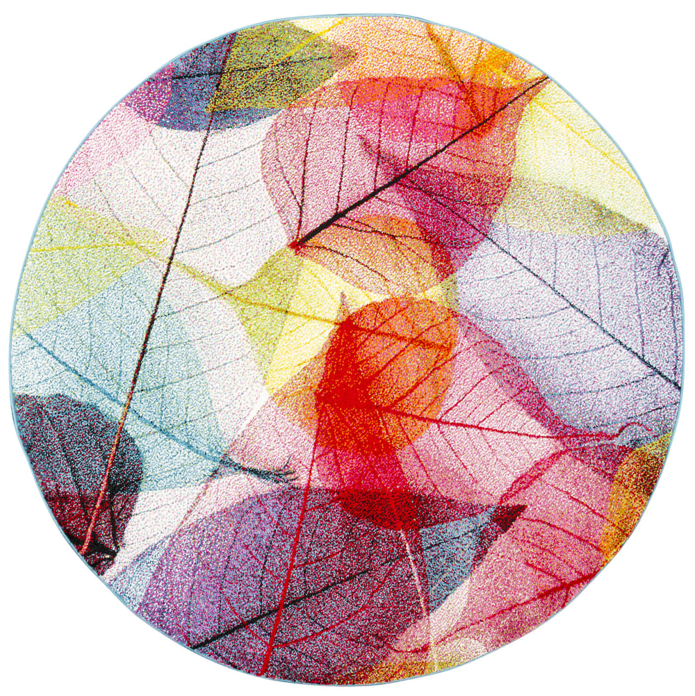Tapis rond à feuilles multicolore 200x200 cm