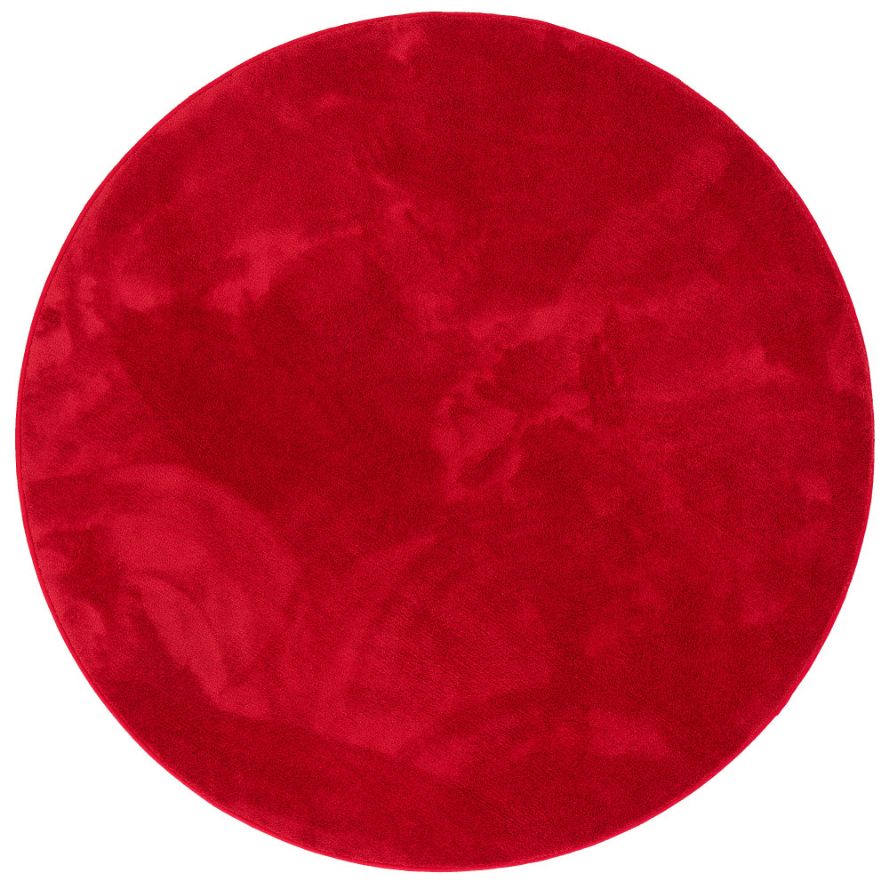 Tapis à poils longs moelleux rond vin rouge 120x120 cm